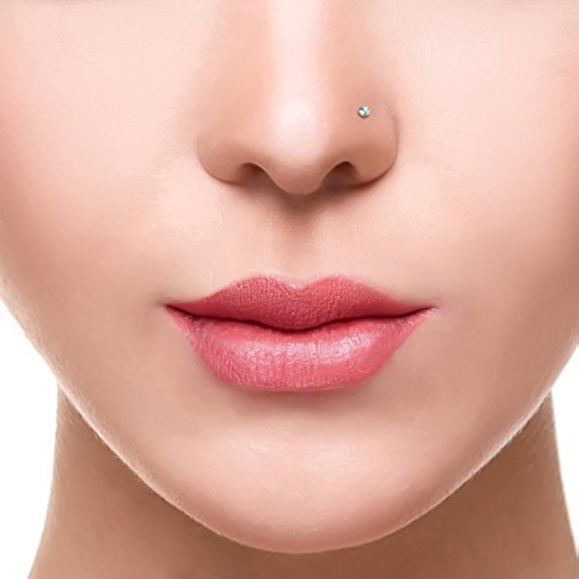 Stainless Steel Rhinestone Crystal Nose Ring Bone Stud Bars